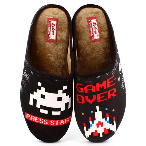 Zapatillas inspiradas en Space Invaders cómodas Andar por casa - Gamer Retro (Numeric_46)