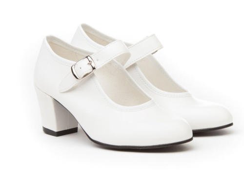 Zapatos Flamenca Para Niña y Mujer, Mod. 302, Calzado Made In Spain (27, Blanco)