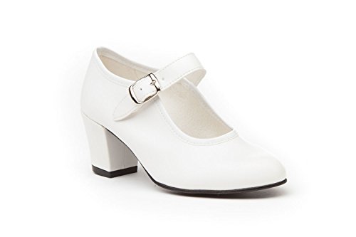 Zapatos Flamenca Para Niña y Mujer, Mod. 302, Calzado Made In Spain (27, Blanco)