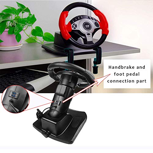 ZBBN Juego de conducción Volante, simulador de Coche con Pedales y Freno de Mano, Volante de simulación de rotación de 900 °, Apto para PC/portátil, Negro