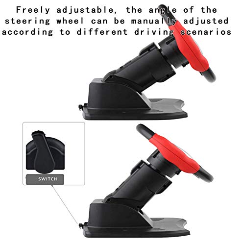 ZBBN Simulador de Carreras con Pedales y Freno de Mano, Volante de simulación de rotación de 900 °, Apto para PC/portátil, Rojo