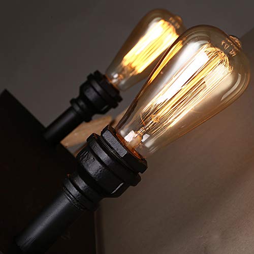 ZCCLCH Loft Industrial Lámpara de Pared Vintage E27 Aplique Luces Estantería Inicio Iluminación Fixtures Hierro Rust Tubería de Agua Retro Lámpara de Pared Sujetador