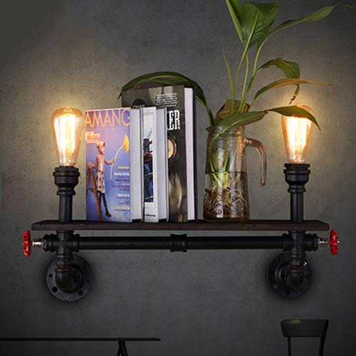 ZCCLCH Loft Industrial Lámpara de Pared Vintage E27 Aplique Luces Estantería Inicio Iluminación Fixtures Hierro Rust Tubería de Agua Retro Lámpara de Pared Sujetador