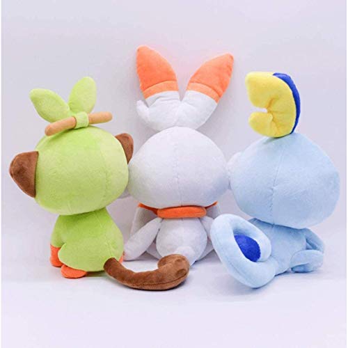 zdffgcgvg Pokemon Sobble Scorbunny Grookey Peluche de 20 cm, Lindo Juego de Dibujos Animados Elf Doll da 3 Regalos de cumpleaños a la Familia