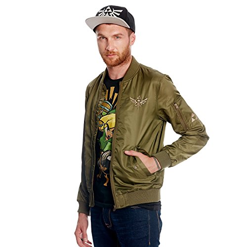 Zelda Skyward Sword logotipo chaqueta bomber verde oliva - S