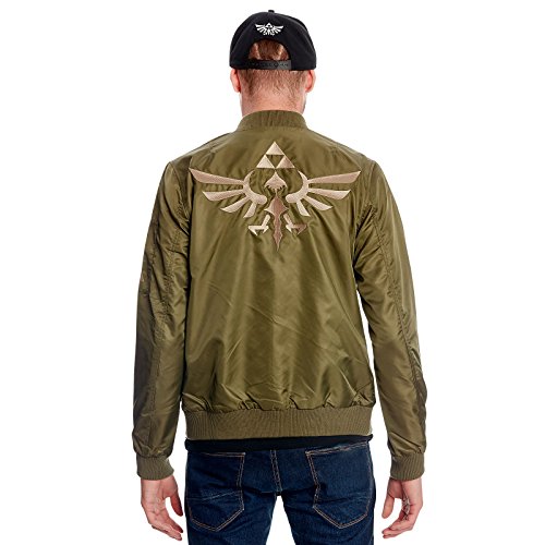 Zelda Skyward Sword logotipo chaqueta bomber verde oliva - S