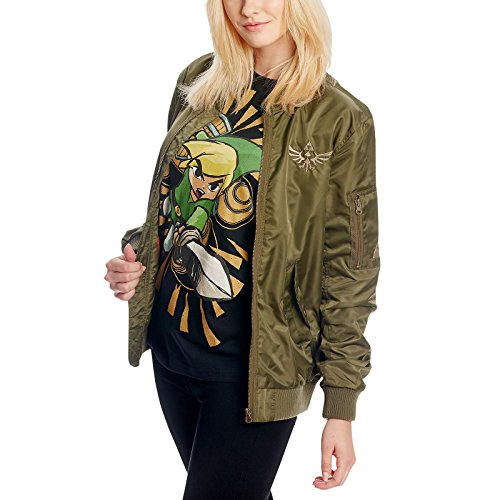 Zelda Skyward Sword logotipo chaqueta bomber verde oliva - S