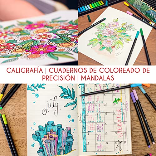 Zenacolor 120 Rotuladores Punta Fina - Boligrafos Punta Fina 0.4mm - Material escolar Perfecto para Caligrafía, Lettering, Colorear, Mandalas, Cómics, Manga