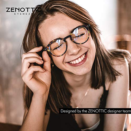 ZENOTTIC Gafas de Lectura de Bloqueo de Luz Azul Lentes Antirreflejos Gafas Retro de Ligero Marco Redondo para Hombres y Mujeres (TORTUGA, 0.00x)