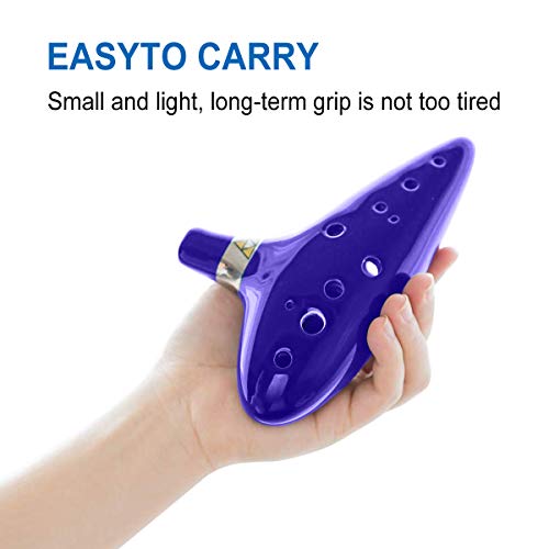 Zeroall Ocarina 12 Hoyos Cerámica Ocarina Alto C Leyenda de Zelda Ocarina con Soporte Blanco Libro de Música Cordón de Cuello, Excelente Flauta Instrumento(Azul Oscuro)