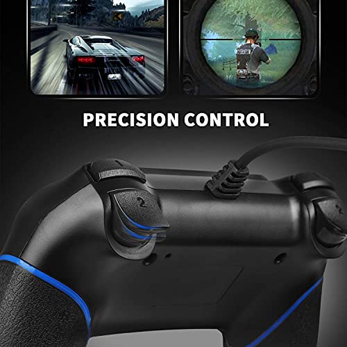 Zexrow Mando para PS4, Controlador De Juegos con Cable para PlayStation4/Pro/Slim/PC, Gamepad con Vibración Dual, Agarre Antideslizante y Cable USB De 2,1 m (Negro)
