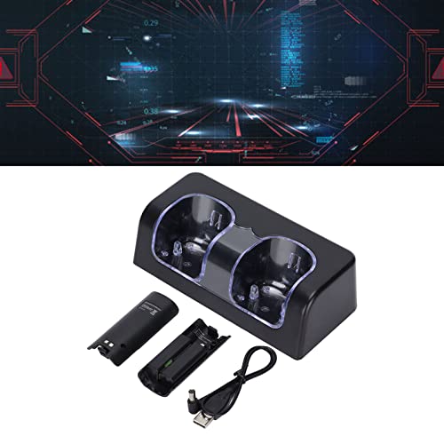Zhat Estación de Carga Dual, Estación de Carga con Soporte Portátil para el Control Remoto del Juego Wii(Negro)