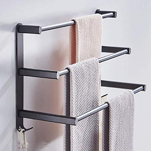 Zhenwo Pared Toallero Barra De Toalla, Baño Espacio De Varias Capas De Toallas De Aluminio Estampado Extiende Gratis De Rust Impermeable,50cm
