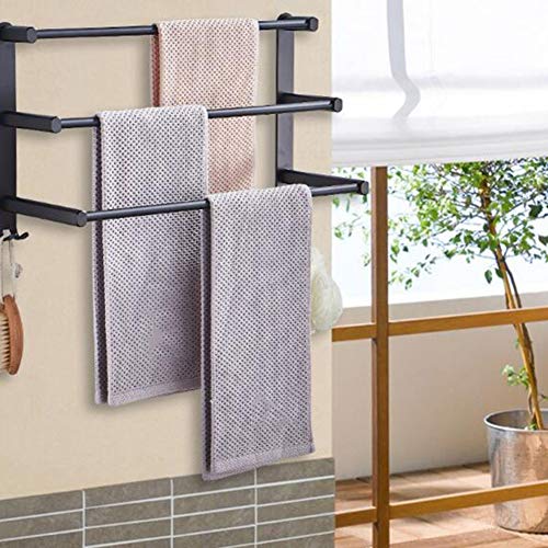 Zhenwo Pared Toallero Barra De Toalla, Baño Espacio De Varias Capas De Toallas De Aluminio Estampado Extiende Gratis De Rust Impermeable,50cm
