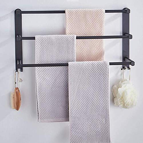 Zhenwo Pared Toallero Barra De Toalla, Baño Espacio De Varias Capas De Toallas De Aluminio Estampado Extiende Gratis De Rust Impermeable,50cm