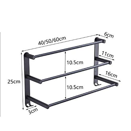 Zhenwo Pared Toallero Barra De Toalla, Baño Espacio De Varias Capas De Toallas De Aluminio Estampado Extiende Gratis De Rust Impermeable,50cm