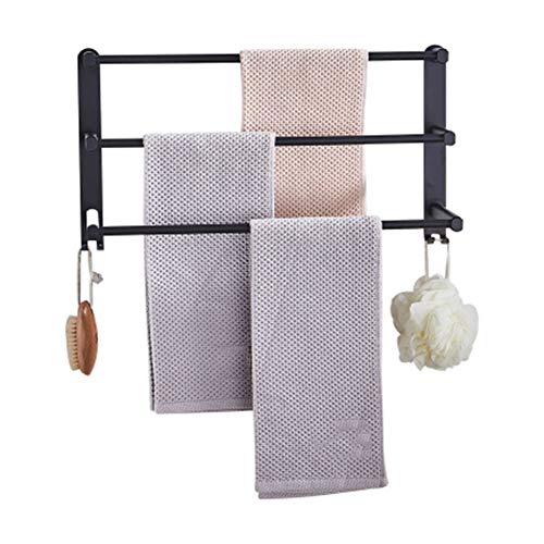 Zhenwo Pared Toallero Barra De Toalla, Baño Espacio De Varias Capas De Toallas De Aluminio Estampado Extiende Gratis De Rust Impermeable,50cm