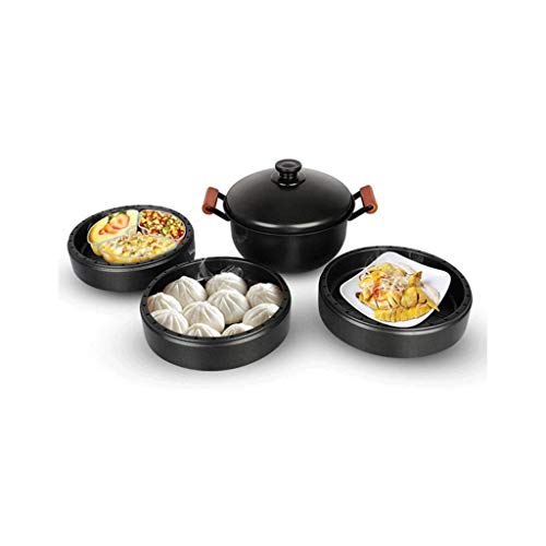 ZHGCHF Steamer, seleccionado de hierro fundido, robusto y duradero, tapa sellada, mango de registro, la parte superior de vapor y de cocción inferior