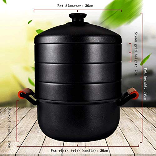 ZHGCHF Steamer, seleccionado de hierro fundido, robusto y duradero, tapa sellada, mango de registro, la parte superior de vapor y de cocción inferior