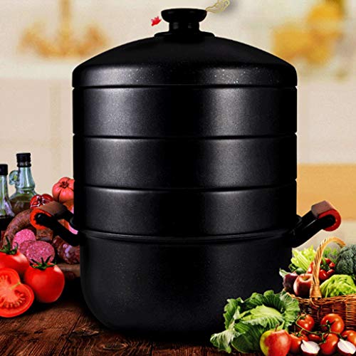 ZHGCHF Steamer, seleccionado de hierro fundido, robusto y duradero, tapa sellada, mango de registro, la parte superior de vapor y de cocción inferior