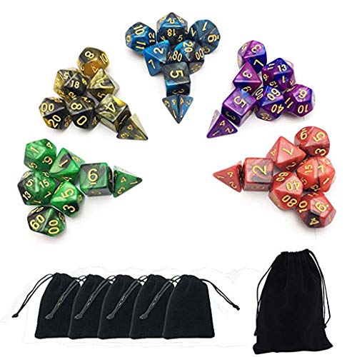 ZHINTE Dados 5 x 7-Die Series Dos Colores DND RPG Juegos de Mesa Dados con Bolsas Gratis