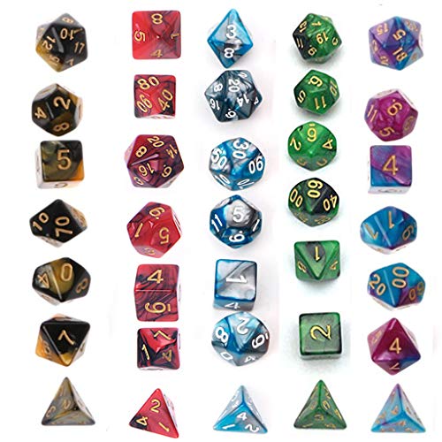 ZHINTE Dados 5 x 7-Die Series Dos Colores DND RPG Juegos de Mesa Dados con Bolsas Gratis