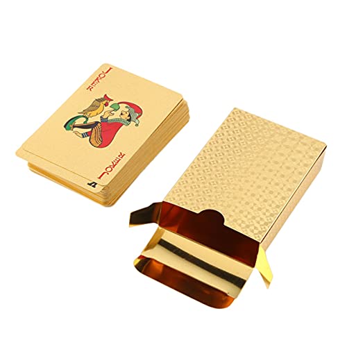 Zhou-YuXiang Juego de cartas de póquer chapado en oro de 24 quilates chapado en oro de 110 x 80 x 40 mm