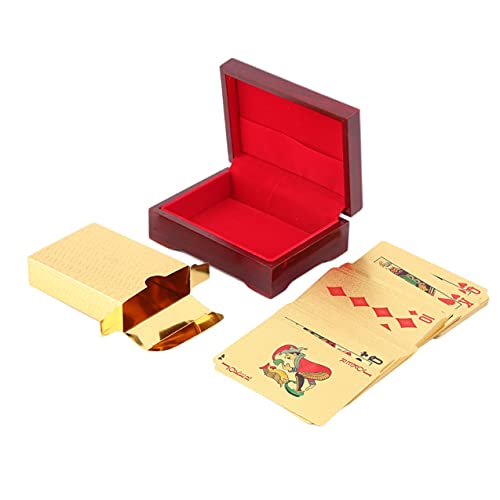 Zhou-YuXiang Juego de cartas de póquer chapado en oro de 24 quilates chapado en oro de 110 x 80 x 40 mm