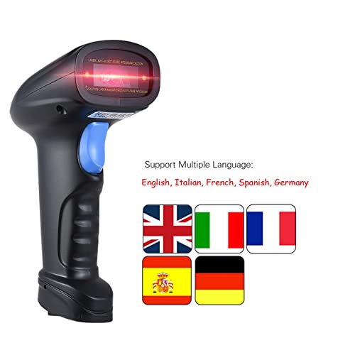 ZIEM BT Lector de código de Barras inalámbrico 1D/2D/QR Lector de código de Barras con Receptor USB 2100 Capacidad de Almacenamiento de códigos para POS PC Android iOS