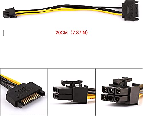 Ziyituod PCIe Riser, VER009S GPU Riser Express Kits 16X a 1X (Dual 6PIN / MOLEX) con extensión de gráficos LED, Gpu Riser Card - Ethereum Mining Eth, 60cm USB 3.0 Cable （6PCS）