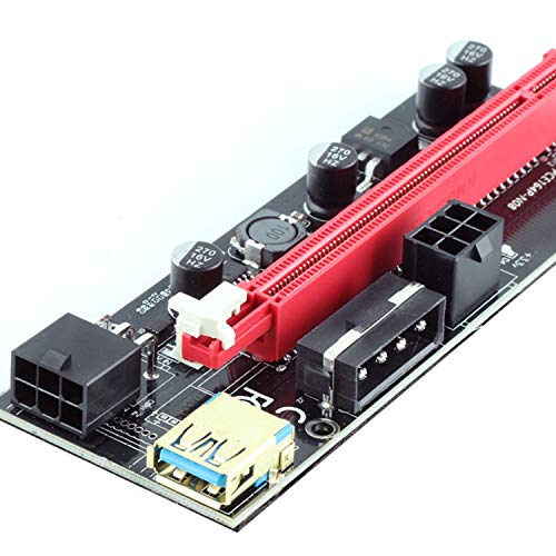 Ziyituod PCIe Riser, VER009S GPU Riser Express Kits 16X a 1X (Dual 6PIN / MOLEX) con extensión de gráficos LED, Gpu Riser Card - Ethereum Mining Eth, 60cm USB 3.0 Cable （6PCS）