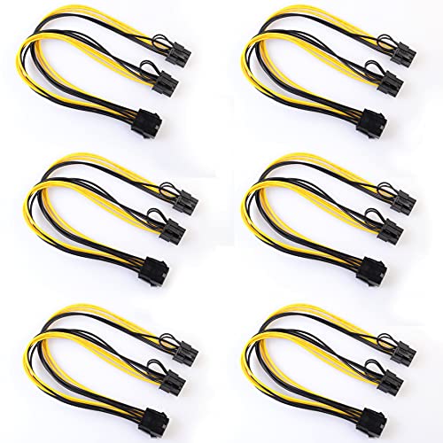 Ziyituod PCIe Splitter, 12.5in/32cm 8 Pines a Doble PCIe 8 Pines (6 + 2) Tarjeta gráfica Adaptador de Corriente PCI Express GPU VGA Cable de extensión para minería (Paquete de 6)