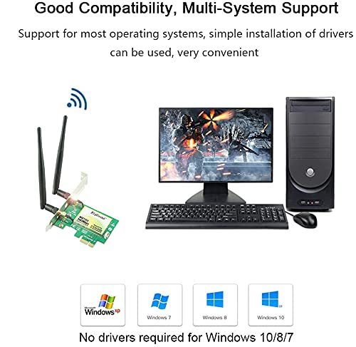 Ziyituod Tarjeta WiFi, AC inalámbrico de 1200Mbps con Adaptador Bluetooth 4.0, Tarjeta de Red WiFi PCI Express (PCIe) Tarjeta de Banda Dual (2.4GHz / 5GHz) PCI-e para Juegos de Escritorio/PC