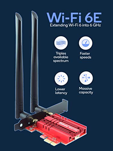 Ziyituod Tarjeta WiFi PCIE WiFi 6E AX210 amplía Wi-Fi a 6GHz | hasta 5400 Mbps | Bluetooth5.2 | Tri-Bandas (6 GHz / 5 GHz / 2,4 GHz) | Compatible con Windows 10 de 64 bits (ZYT-AX210)