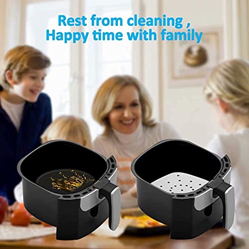 ZKZK Air Fryer Parchment Paper Liners, 200pcs 8.5inch Square Perforated Parchment Paper Sheets for Air Fryer, Premium Nonstick Bamboo Steamer Liner for Air Fryers, Steaming Basket Oven Baking Cooking