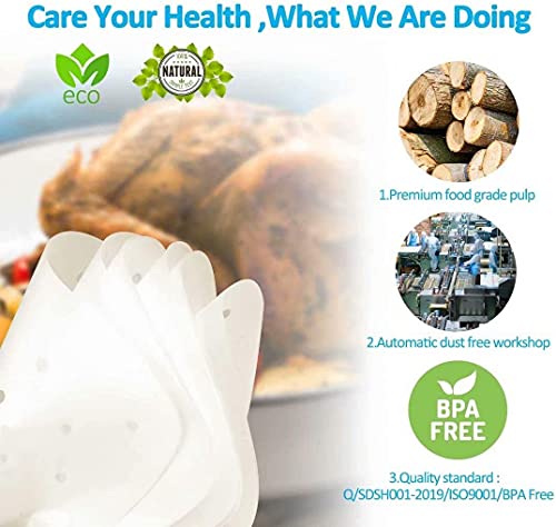 ZKZK Air Fryer Parchment Paper Liners, 200pcs 8.5inch Square Perforated Parchment Paper Sheets for Air Fryer, Premium Nonstick Bamboo Steamer Liner for Air Fryers, Steaming Basket Oven Baking Cooking