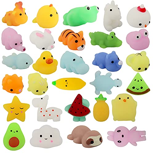 ZoneYan 29 Piezas Mochi Squishy Toys, Kawaii Squishy, Squishies de Animales Y Fruta, Squishy Animales Kawaii, Mini Kawaii Suave, Juguete Divertido, para Niños y Adultos, Adornos, Estilos aleatorios