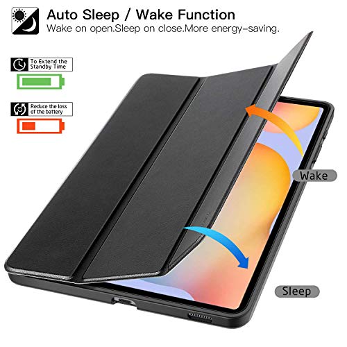 ZtotopCase Funda para Samsung Galaxy Tab S6 Lite 10.4 2020,Ultra Delgada Smart Cover Carcasa con Soporte Incorporado de Pencil,Auto Sueño/Estela Función, para Samsung Galaxy Tab S6 Lite 2020, Negro