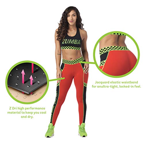 Zumba Fitness® Weit Jacquard Bund Kompression Sexy Sport Workout Leggings Damen, Rojo, XS para Mujer