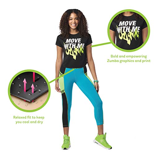 Zumba Fitness® Zumba Lockere Passform Dance Fitness Sport Top Modisch Sportoberteile Für Damen Camiseta, Negrita Negro 12, L para Mujer
