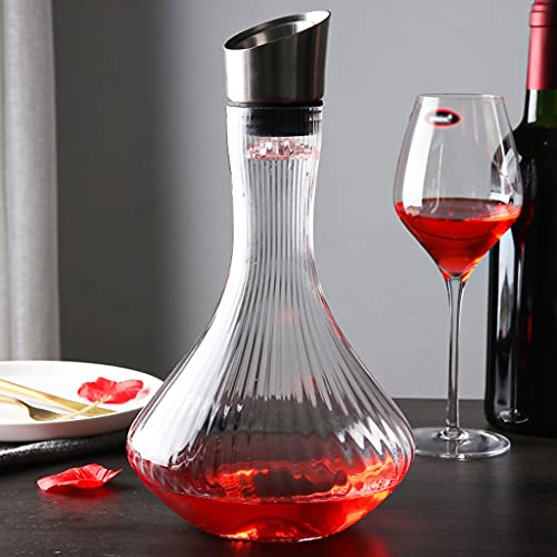 zunruishop Licorera Home Wine Decanter Crystal Glass Creativo Vertical Rayas Cascada Decantador Tinto Vino Fast Decanter Adecuado para Vacaciones de Boda Regalos para casa Aireador (Size : B)