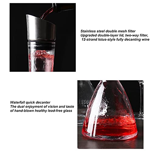 zunruishop Licorera Home Wine Decanter Crystal Glass Creativo Vertical Rayas Cascada Decantador Tinto Vino Fast Decanter Adecuado para Vacaciones de Boda Regalos para casa Aireador (Size : B)