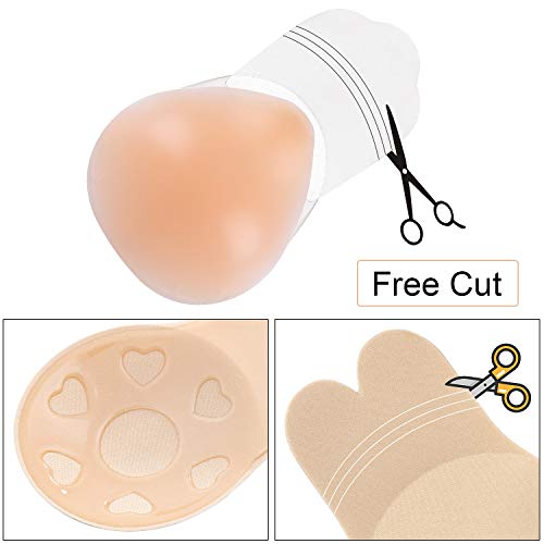 ZWOOS Sujetador Invisible Adhesivo Push Up Silicona, 2 Pares Bra Sujetador Tape Sexy Strapless Impermeable Respirable Reutilizable Cómodo A/B