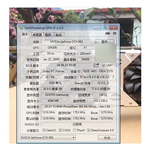 ZXCVBNM Tarjeta gráfica Juegos Fit for ZOTAC GTX 960 4GB GPU Tarjeta de Video Geforce GTX960 4GB Map 128Bit PCI-E Tarjetas gráficas para Nvidia GTX 960 GM206 4GD5 HDMI