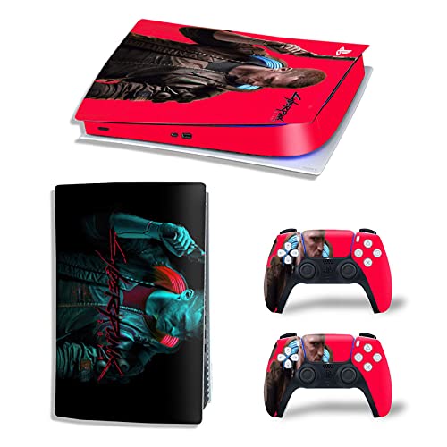 ZXJ Funda de vinilo para PS5, una pieza para PS5 edición digital estándar, calcomanía para consola Playstation 5 y controlador PS5, vinilo rosa