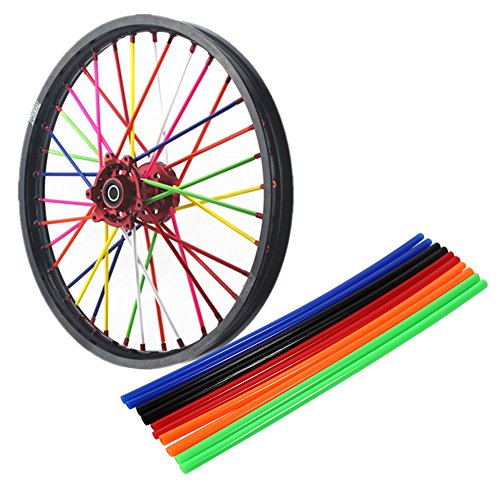 1 Juego 72 fundas para radios de motocicleta, fundas universales para radios de motocross, Skins para proteger las llantas de rueda y radios para las ruedas de todoterreno(verde)