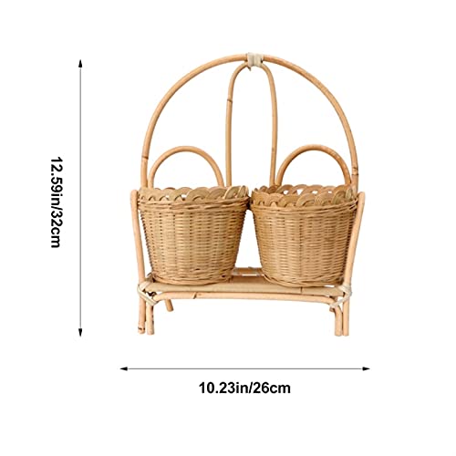 1 PC Cesta de flores de bambú de tejido a mano Ratán de flores tejidas de la pared de la pared colgante de la canasta de la canasta de la caja de la canasta for la tienda de la pared for el hogar