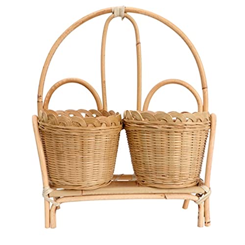 1 PC Cesta de flores de bambú de tejido a mano Ratán de flores tejidas de la pared de la pared colgante de la canasta de la canasta de la caja de la canasta for la tienda de la pared for el hogar