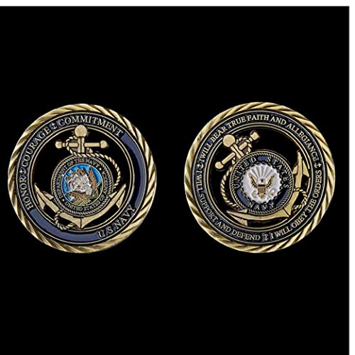 1 Pc Navy Emblem Core Valores Antiguo Copos Hollow Moned Medal Courage Compromiso Monedas