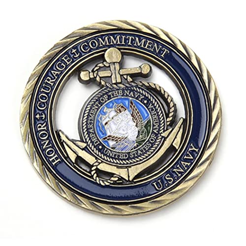 1 Pc Navy Emblem Core Valores Antiguo Copos Hollow Moned Medal Courage Compromiso Monedas